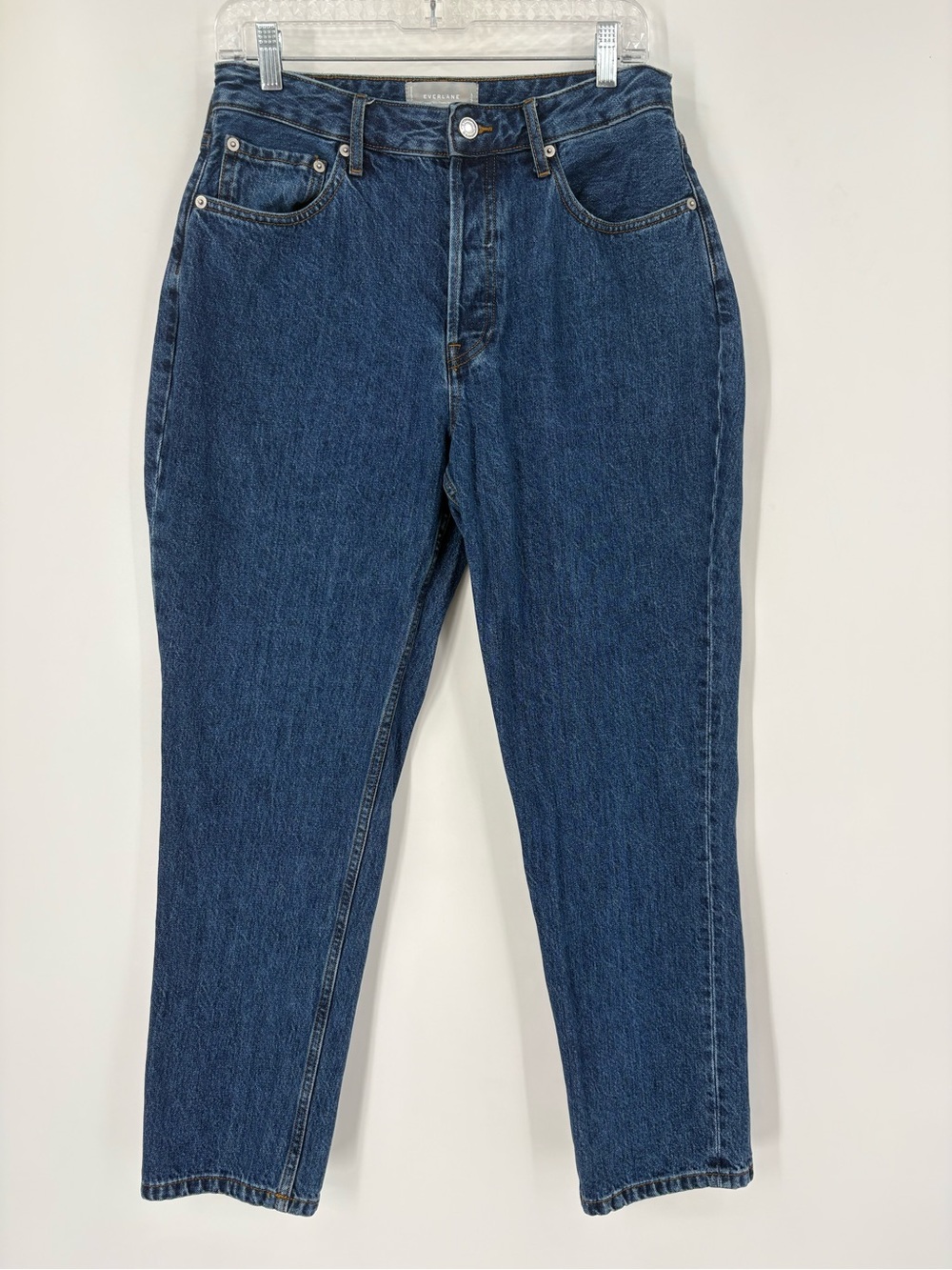 EVERLANE The Curvy 90s Cheeky Straight Blue Organic Button Fly Size 30R